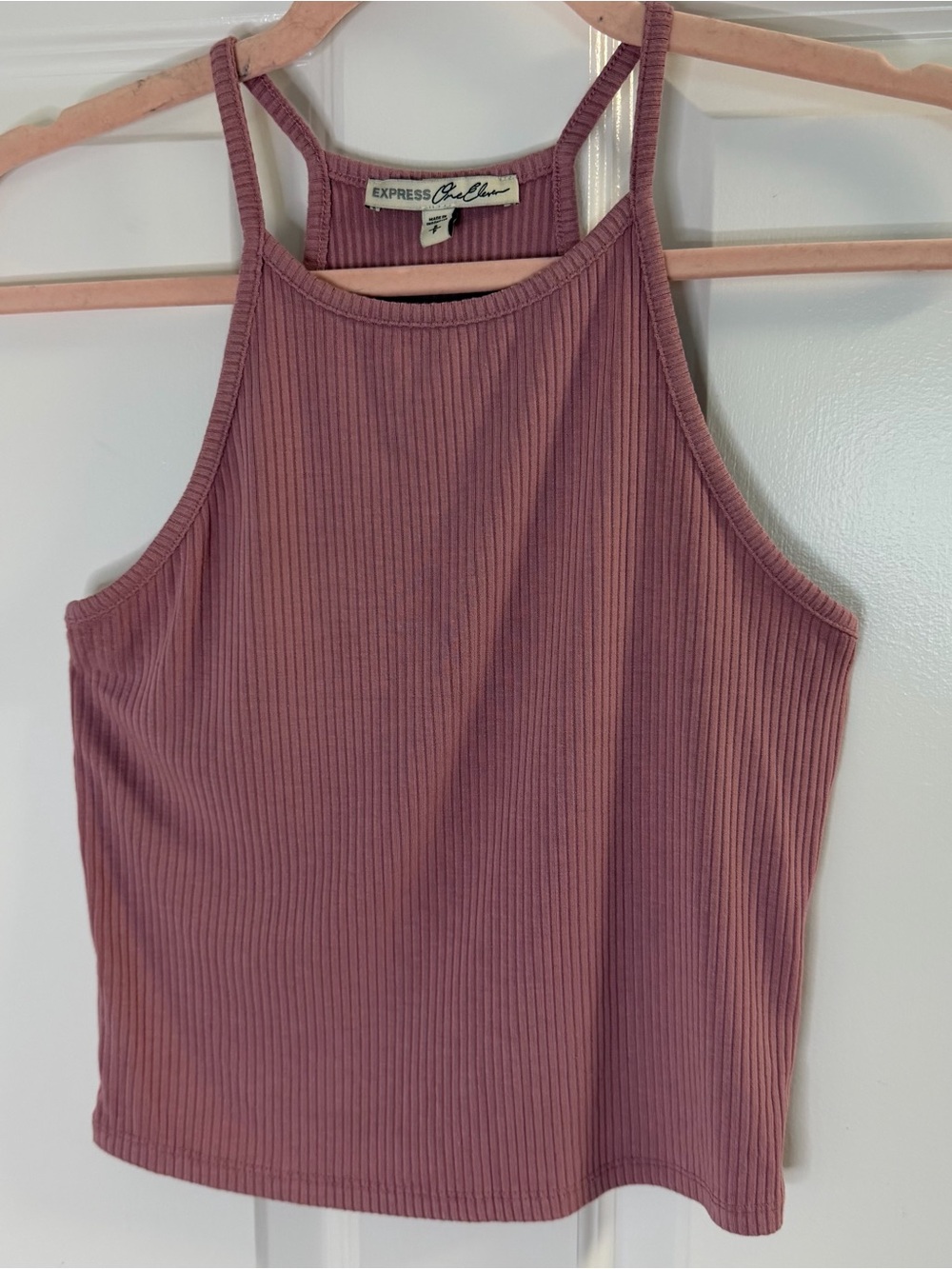 Express Ribbed Mauve Crop Top SP
